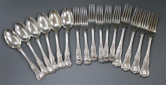 A late Victorian sixteen piece silver part canteen of Kings pattern flatwarem, Sheffield, 1896.